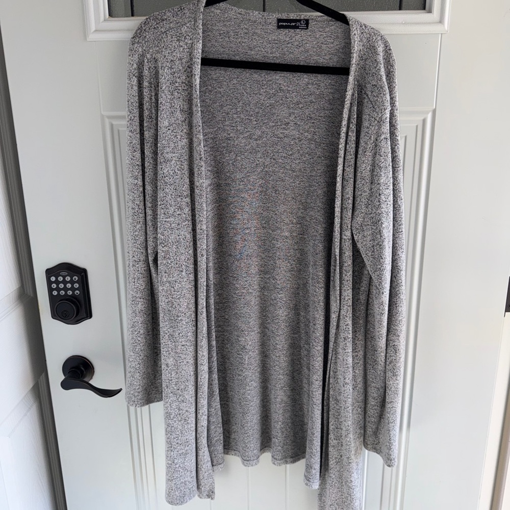 Heather Gray Open Front Cardigan